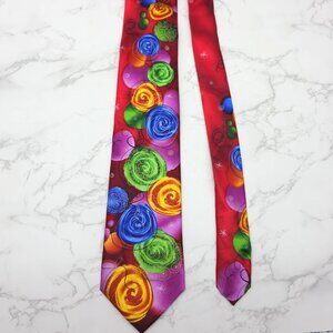 Jerry Garcia Tie Men Red Holiday Ornaments Collection Sixty Silk Christmas Party